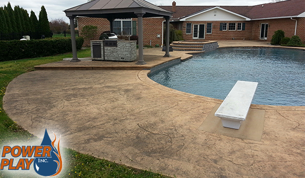 Unsealed stamped concrete before cleaning