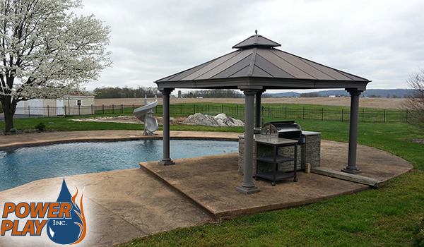 Worn stamped concrete before cleaning and sealing